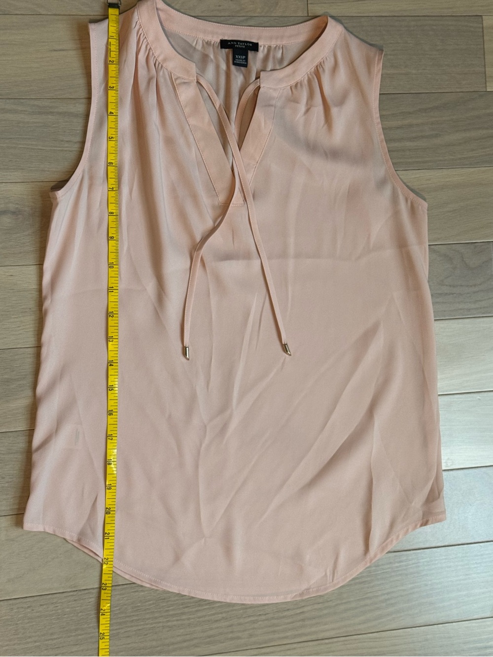 Ann Taylor Blush Pink Tie-Neck Sleeveless Shell